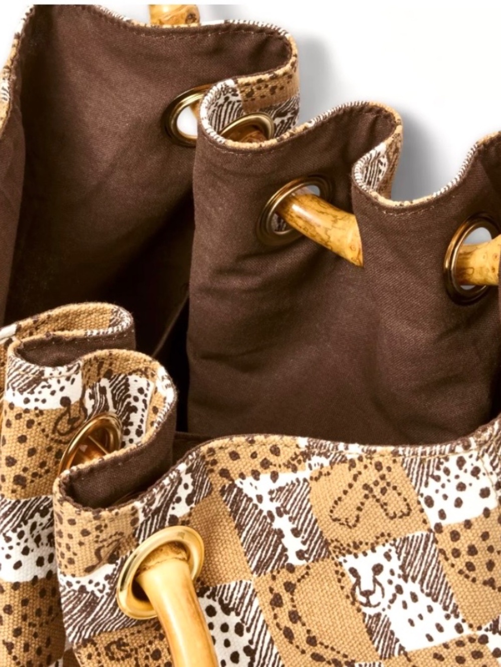 Lilly Pulitzer Bamboo Bag in Iced Latte Lil Cheetah Checks Print - NEW - Picture 6 of 6